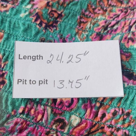 Fat Face Green and Pink Paisley Boho Smocked Top with Square Neckline NWT Size 4 - Picture 10 of 10